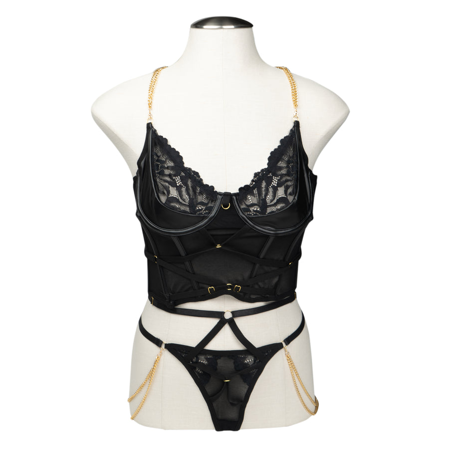 Gilded Elegance Lingerie Set Black